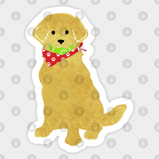 Cute Preppy Golden Retriever - Tennis Balls In Mouth Sticker by emrdesigns